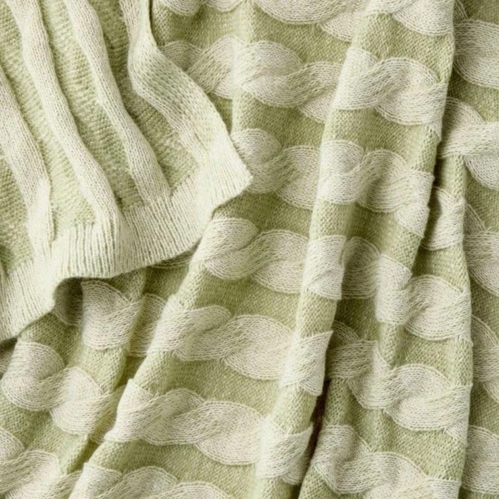 NEW Studio McGee Threshold Twisted‎ Cable Throw Blanket Green
